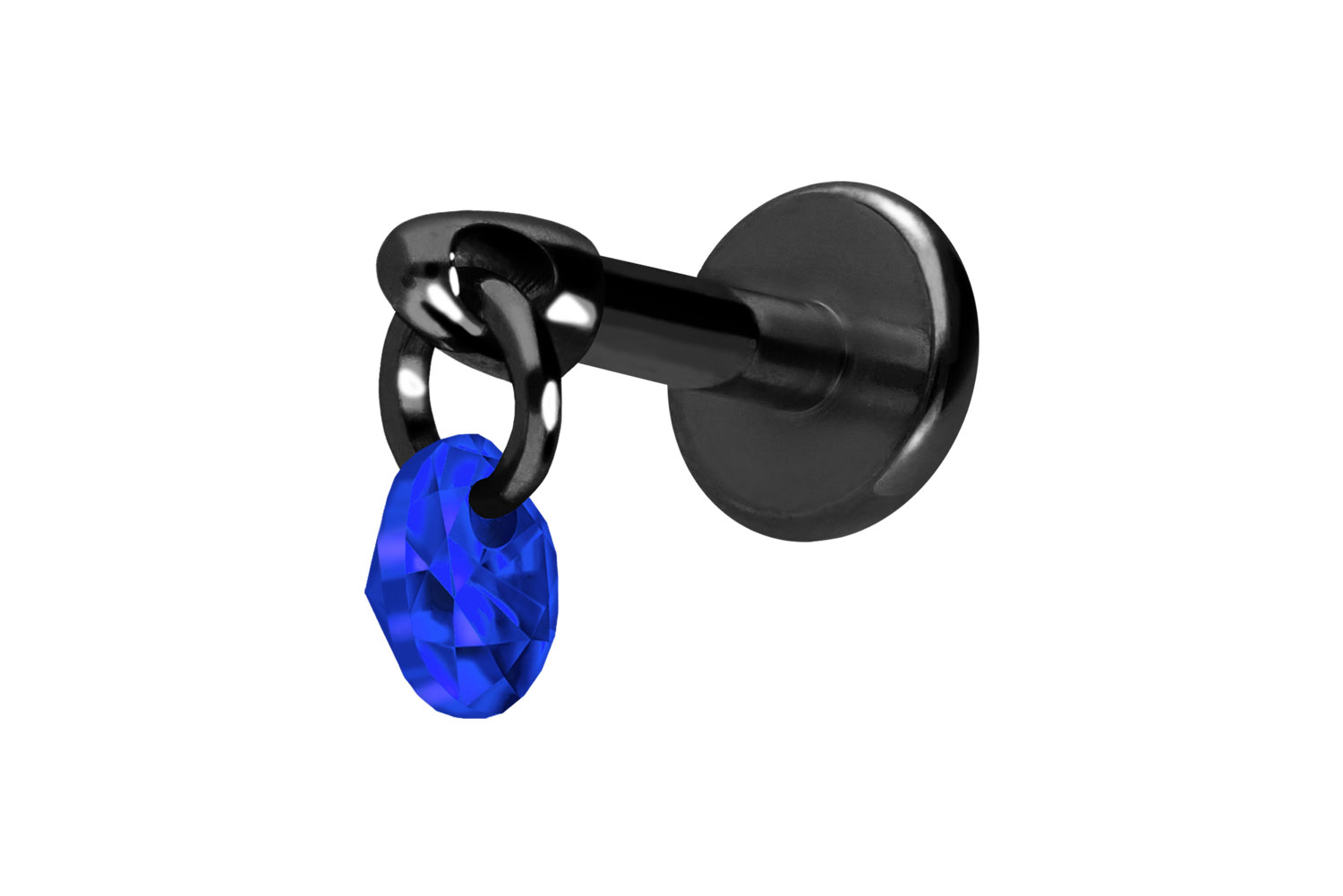 Titan Labret Piercing mit Innengewinde RUNDER KRISTALL